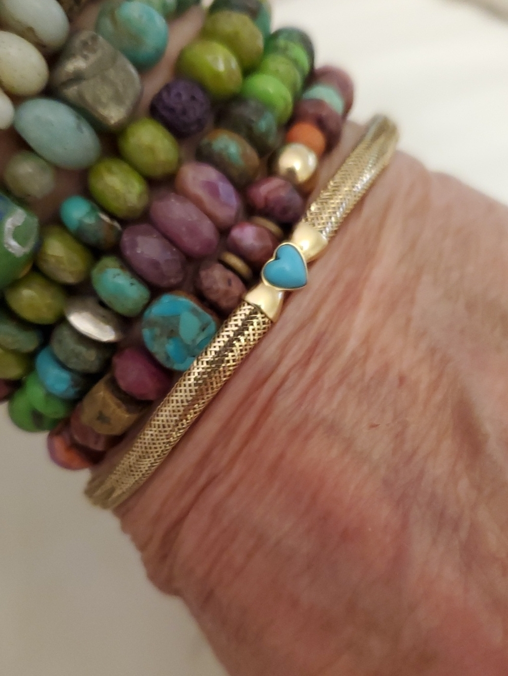 Vintage Gold/Turquoise Bangle style Bracelet